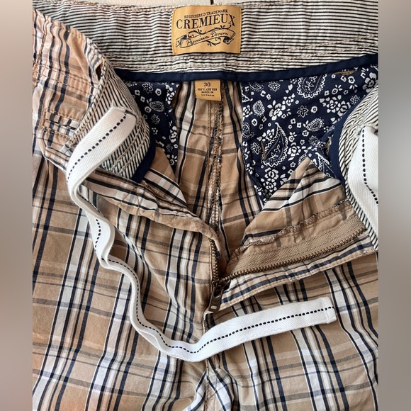 Cremieux Chino Flat Front Men's Plaid Tan Shorts Sz 30 - Picture 3 of 3